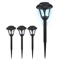 Relaxdays Lot de 4 lampes solaires , lampes solaires à LED avec piquet, H x P : 39 x 11 cm, éclairage de jardin moderne, pour l'extérieur, noir