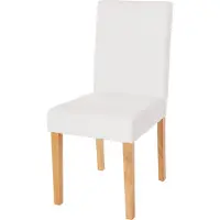 Mendler Chaise de salle à manger Littau, chaise de cuisine, similicuir blanc mat, pieds clairs