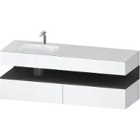 Duravit Collection One lavabo à encastrer avec meuble sous-vasque en console, 1600x550x600mm, niche graphite mat, vasque à gauche, QA4795049180000