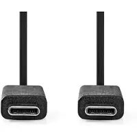 Nedis Câble USB | USB 3.2 Gen 2x2 | USB-C Hane | USB-C Hane | 240 W | 8K@30Hz | 20 Gbps | Nickelplaterad | 1,00 m | Rond | PVC | Svart | Label