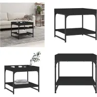 vidaXL Table basse noire 49,5x49,5x45 cm Bois composite - Table basse - Tables basses - Table d'appoint - Table de salon