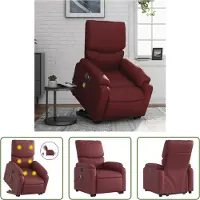 The Living Store Fauteuil de massage avec releveur électrique vin rouge similicuir