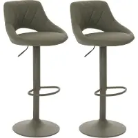 Mendler Lot de 2 tabourets de bar HWC-N64, chaise de bar tabouret de comptoir, repose-pieds pivotant, similicuir métal vert