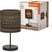 Ledvance Lampe de table Decor Cardboard Cylinder marron en carton ondulé, E27, 200 mm de diamètre, abat-jour en matériau recyclé, durable grâce à sa source lumineuse interchangeable, montage simple