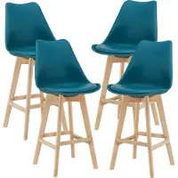 En.casa Tabouret de bar Lublin Set 4 pièces Chaise de bar avec dossier Bistro Tabouret Set 4 pièces Rembourré Turquoise []