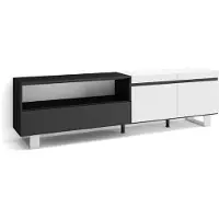 Skraut Home COZY Meuble TV, Banc Télé, 200x35x57cm, Pour les TV jusqu'à 80", Blanc et noir