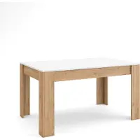 Skraut Home EXO Table à manger, 140x90x76 cm, Pour 6 personnes, Meubles de Salon, Blanc et Chêne
