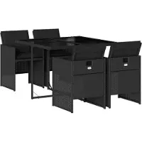 vidaXL Ensemble de jardin 5 pièces avec coussins Noir Poly Rattan