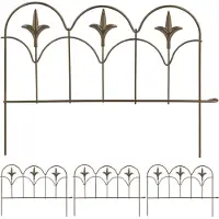 Relaxdays Bordures de parterre , lot de 4, métal, H x L : 28 x 38,5 cm chacune, bordures de parterre pour le jardin, clôture décorative à enfoncer, couleur bronze