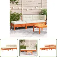 The Living Store Canapé de jardin avec coussin et pouf 2 places