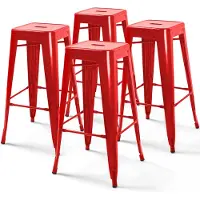Oviala Lot de 4 tabourets de bar acier rouge brillant - Indus