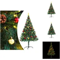 vidaXL Sapin de Noël artificiel avec éclairage & boules Vert 150 cm - Sapins de Noël
