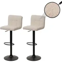 Mendler Lot de 2 tabourets de bar HWC-G87, tabouret de bar, réglable en hauteur pivotant, tissu Boucle (450g/m²) MVG crème-beige