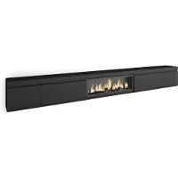Skraut Home COZY Meuble TV, Banc Télé, 368x35x45cm, Cheminée électrique XXL, Noir