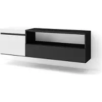 Skraut Home COZY Meuble TV, Banc Télé, 150x35x45cm, Pour les TV jusqu'à 65", Suspendu, Mural, Blanc et noir