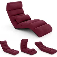 Costway Chaise longue pliante, Chaise au sol avec dossier réglable & fonction sommeil, Chaise longue au sol, Canapé au sol, Fauteuil au sol, Rouge