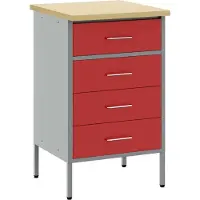 Syfax Établi Rouge et Gris 50 x 55 x 85 cm Bois d'ingénierie et acier