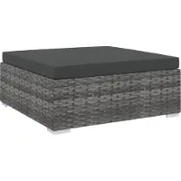 The Living Store Tabouret de pied modulaire 1 pc + coussins Poly rotin gris