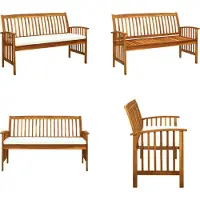 vidaXL Banc de jardin avec coussins 147 cm bois massif acacia - Banc de jardin - Banc de jardin en bois - Banc de jardin en bois