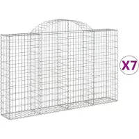 vidaXL Gabions avec arc surélevé 7 pcs. 200x30x120/140cm Fer galvanisé