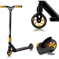 Lionelo Stunt Scooter Whizz Cityroller Kickscooter trottinette pour enfants Funscooter en aluminium anodisé extra-fort, ABEC-9 - Noir Jaune
