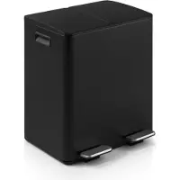 Buxibo Poubelle tri sélectif 60 litres - Poubelle à pédale & poignées - Soft-Close - Poubelle à pédale/poubelle/collecteur - 2x30L - Noir