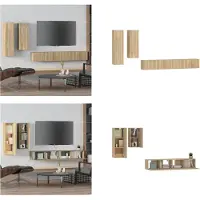vidaXL 4 pcs. Armoire TV Sonoma chêne bois composite - Ensemble d'armoires TV - Ensembles d'armoires TV - Meuble-paroi