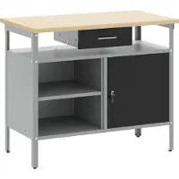 Syfax Établi Noir et gris 100 x 55 x 85 cm Bois d'ingénierie et acier