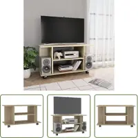 The Living Store Armoire TV avec roulettes Chêne Sonoma 80x40x45 cm Matériau dérivé du bois