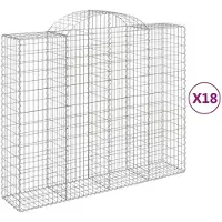 vidaXL Gabions avec arc surélevé 18pcs 200x50x160/180cm Fer galvanisé