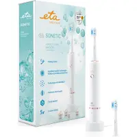 Eta brosse à dents électrique sonique Sonetic I 5 modes de nettoyage I jusqu'à 40.000 mouvements de tête de brosse/minute I capteur de pression I minuteur I batterie Li-Ion 3,7 V