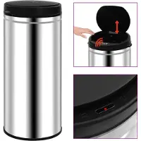 The Living Store Poubelle automatique à capteur 80 L inox