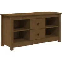 Syfax Meuble TV Marron miel 103x36,5x52 cm Bois de pin massif