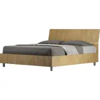 Ityhome - Lit avec sommier 160x200 tête de lit inclinée chêne nature Demas