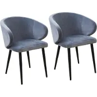 SVITA AUDREY Lot de 2 chaises de salle à manger Fauteuil de cuisine avec accoudoirs Velours gris foncé
