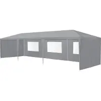 Casa.pro [] Pavillon 900x300x255cm Tente de jardin Tente de fête Tente de jardin Tente à bière Tente de fête Gris foncé