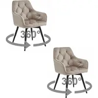 Leobert Chaise JORK360 - velours beige foncé / pieds noirs x 2