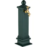 Relaxdays Fontaine sur pied style antique, robinet, dimensions : 47 x 14 x 18,5 cm, fontaine de jardin, terrasse, fontaine décorative, vert foncé