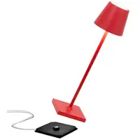 Zafferano Lampe De Table Led Rechargeable Et Dimmable Poldina Pro Micro Red Avec Autonomie Jusqu'À 12 Heures
