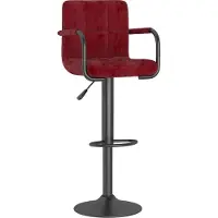 Syfax Tabouret de bar Rouge bordeaux Velours
