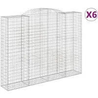 vidaXL Gabions avec arc surélevé 6 pcs. 300x50x220/240cm Fer galvanisé