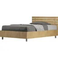 Ityhome - Lit 1 place et demi sans sommier 120x200 tête de lit droite avec des lames chêne nature Ankel