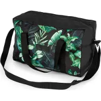 Solier Sacs de sport Torba Podróżna Stb01 Czarna W Zielone Liście, TORBASTB01BLACKLEAVES64553