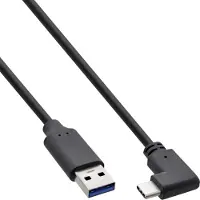 InLine Câble USB 3.2, USB-C prise coudée à A prise, noir, 1,5m