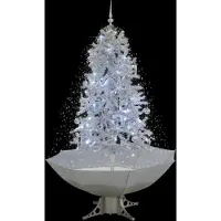 Prolenta Maison Exclusive - Sapin de Noël enneigé avec socle parapluie, blanc, 170 cm