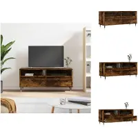 vidaXL Armoire TV chêne fumé 100x34,5x44,5 cm Bois composite - Meuble TV