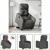 The Living Store Fauteuil de massage électrique avec releveur Gris foncé Tissu