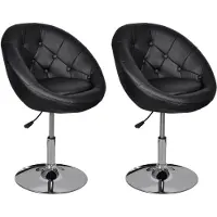 Syfax Tabourets de bar lot de 2 noir similicuir