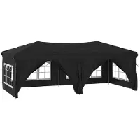 Syfax Tente de réception pliable avec parois Noir 3x6 m