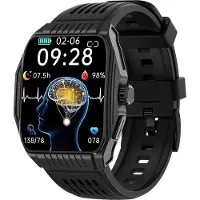 INF Montre intelligente avec surveillance de sommeil, ECG, appels Bluetooth Le noir